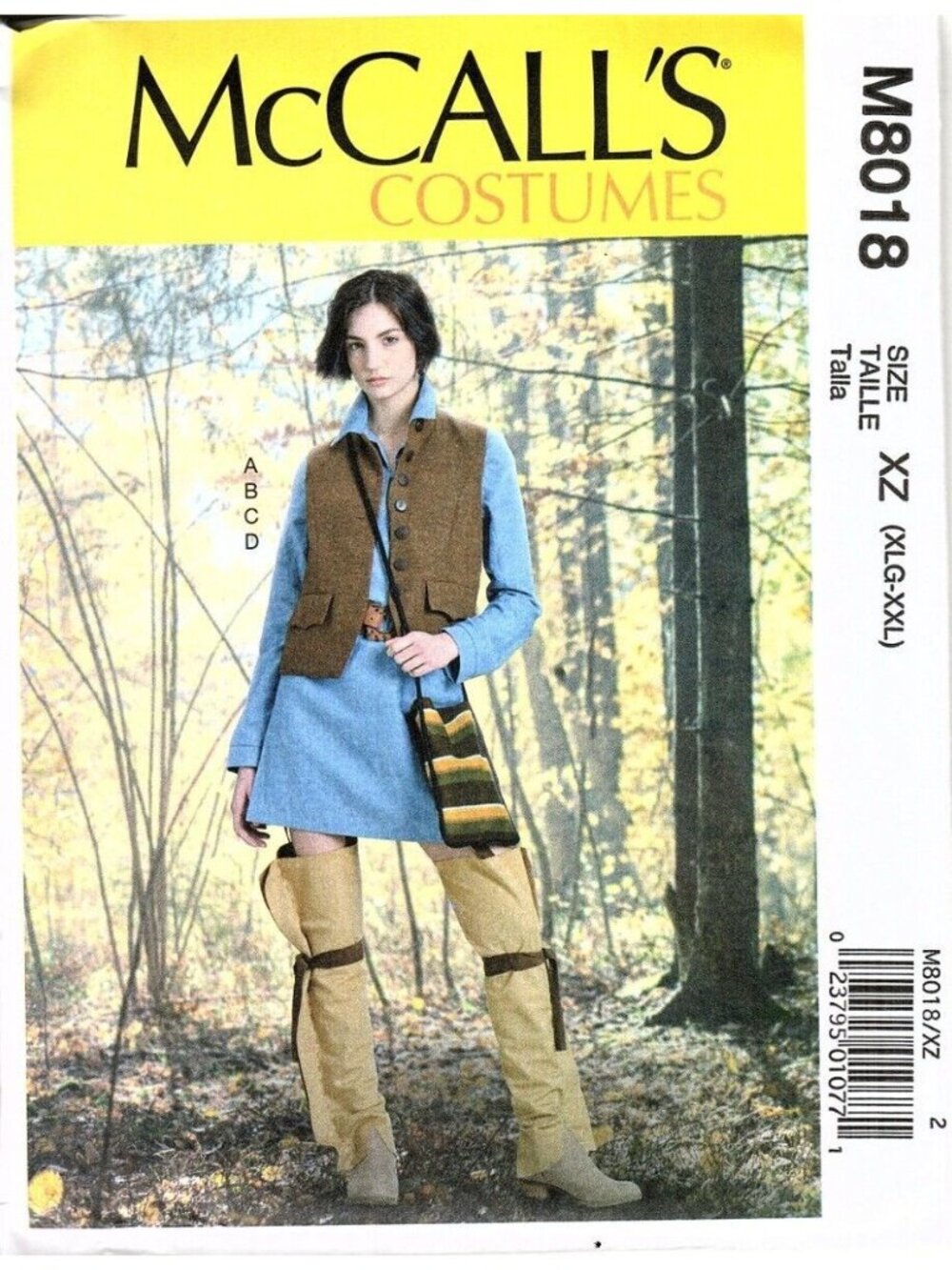 McCalls M8018 Misses XL to XXL Trapper Costume Cosplay Sewing Pattern Uncut